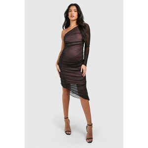 boohoo Maternity Mesh Asymmetric Midi Dress