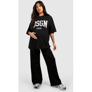 boohoo Maternity Dsgn T-shirt And Straight Leg Jogger Set