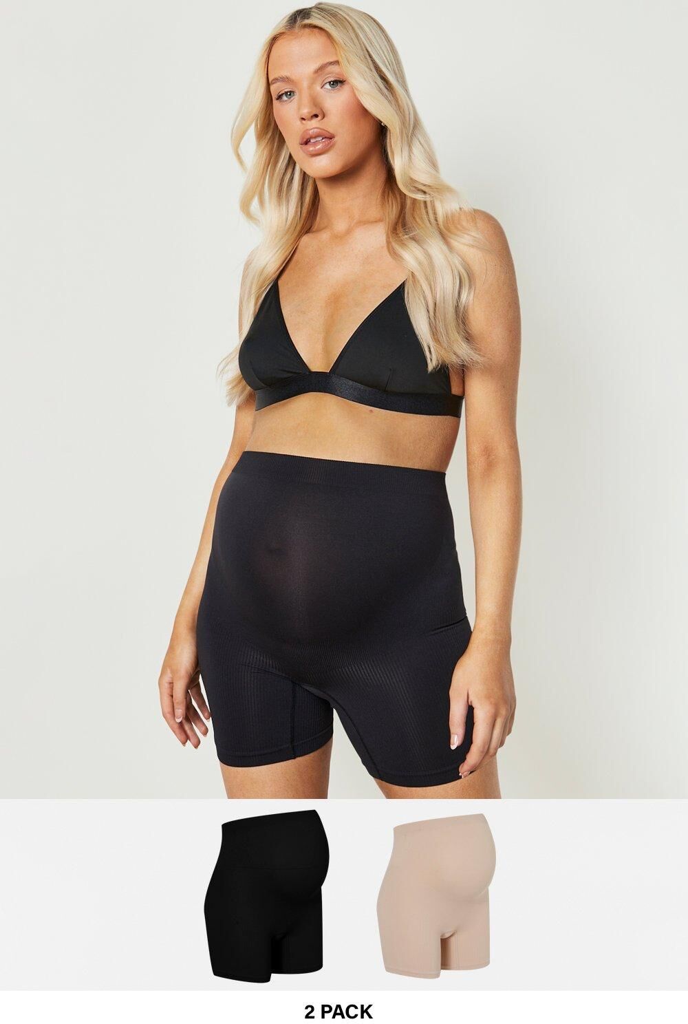 boohoo Maternity Seamless Bump Support Shorts 2 Pack