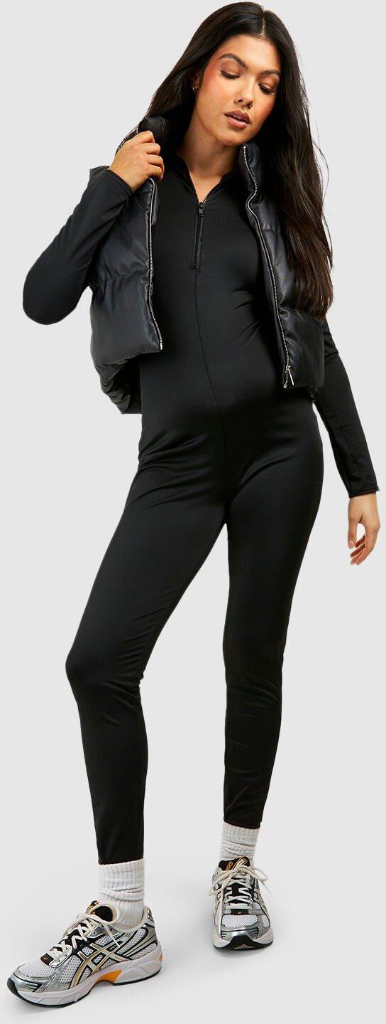 boohoo Maternity Matte Slinky Half Zip Unitard