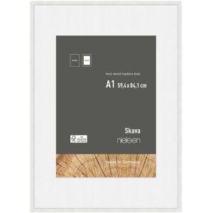nielsen Skava A1 Wooden Picture Frame With A2 Mount & Glass Front in White White nielsen Skava A1 Wooden Picture Frame With A2 Mount & Glass Front in White White