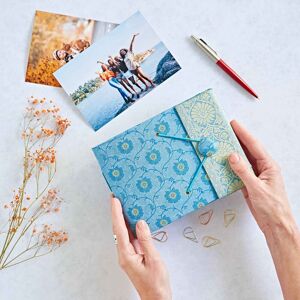 Paper High Small Sari Fabric Photo Album in Blue Blue Paper High Small Sari Fabric Photo Album in Blue Blue