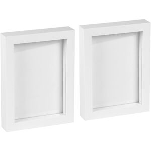 Nicola Spring 3D Box Photo Frames - 5" x 7" - White - Pack of 2 White Nicola Spring 3D Box Photo Frames - 5" x 7" - White - Pack of 2 White