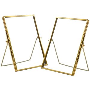 Nicola Spring 2x Hanging Metal Photo Frames - 5" x 7" - Picture Frame Wall Mounted Frame with Rope in Gold Gold Nicola Spring 2x Hanging Metal Photo Frames - 5" x 7" - Picture Frame Wall Mounted Frame with Rope in Gold Gold