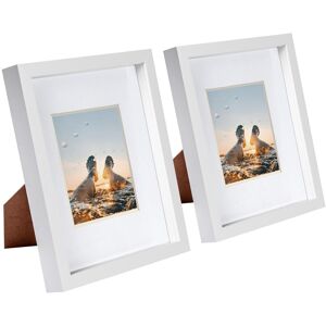 Nicola Spring 8x10" White 3D Box Photo Frames 4x6" - x2 White Nicola Spring 8x10" White 3D Box Photo Frames 4x6" - x2 White