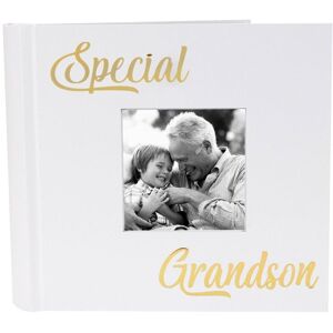 Happy Homewares Modern Special Grandson Photo Album with Gold Foil Text - Holds 80 4x6 Pictures in White White Happy Homewares Modern Special Grandson Photo Album with Gold Foil Text - Holds 80 4x6 Pictures in White White