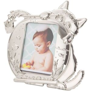 Happy Homewares Quirky Hiding Cat Themed Nickel Plated Picture Frame with Hanging Fish in Metallic Silver Metallic Silver Happy Homewares Quirky Hiding Cat Themed Nickel Plated Picture Frame with Hanging Fish in Metallic Silver Metallic Silver
