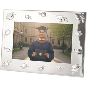 Happy Homewares Graduation Metal 4x6 Picture Frame in Nickel Plated with 3D Hat Icons in Metallic Silver Metallic Silver Happy Homewares Graduation Metal 4x6 Picture Frame in Nickel Plated with 3D Hat Icons in Metallic Silver Metallic Silver
