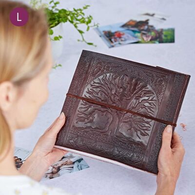Paper High Leather Tree of Life Embossed Photo Album in Brown Size: XL Brown XL Paper High Leather Tree of Life Embossed Photo Album in Brown Size: XL Brown XL