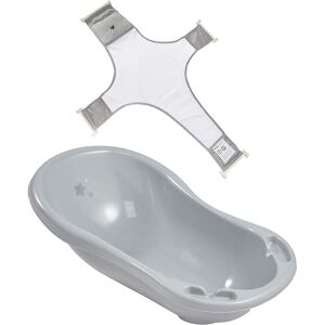 Keeeper Grey Stars Baby Bath 84cm with Plug & Baby Bath Safety Net Grey Keeeper Grey Stars Baby Bath 84cm with Plug & Baby Bath Safety Net Grey