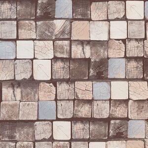 A.S. Creation Wood Block Pattern Faux Effect Square Embossed Textured Wallpaper in Blue Blue A.S. Creation Wood Block Pattern Faux Effect Square Embossed Textured Wallpaper in Blue Blue