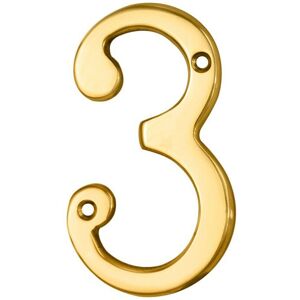 Loops Polished Brass Door Number 3 75mm Height 4mm Depth House Numeral Plaque in Metallics Metallics Loops Polished Brass Door Number 3 75mm Height 4mm Depth House Numeral Plaque in Metallics Metallics
