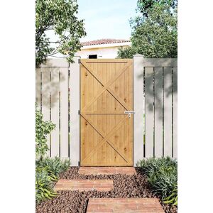 H&O Direct Garden Flat Top Pine Wood Gate Kit in Natural Natural H&O Direct Garden Flat Top Pine Wood Gate Kit in Natural Natural