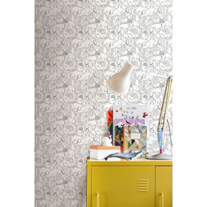 Hoopla Walls Animal Doodle 10m Matt Wallpaper in Black Black Hoopla Walls Animal Doodle 10m Matt Wallpaper in Black Black