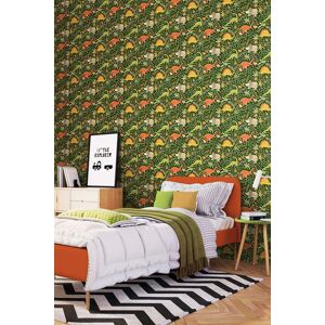 Hoopla Walls Jurassic Party 10m Matt Wallpaper in Green Green Hoopla Walls Jurassic Party 10m Matt Wallpaper in Green Green