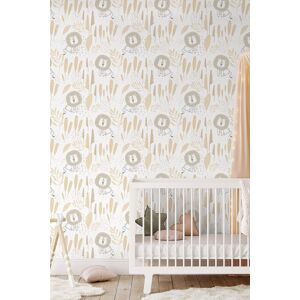 Hoopla Walls Happy Lion 10m Matt Wallpaper in Natural Natural Hoopla Walls Happy Lion 10m Matt Wallpaper in Natural Natural