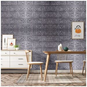 Living and Home 15PCS Self-Adhesive 3D Wall Panels Wallpaper with Brick Effect in Grey Grey Living and Home 15PCS Self-Adhesive 3D Wall Panels Wallpaper with Brick Effect in Grey Grey