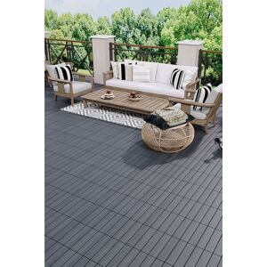 Living and Home 11Pcs 30 x 30 cm Wood Grain WPC Interlocking Deck Tiles Anti-Slip Texture Flooring (0.99 m²) in Dark Grey Dark Grey 30 x 30 cm Living and Home 11Pcs 30 x 30 cm Wood Grain WPC Interlocking Deck Tiles Anti-Slip Texture Flooring (0.99 m²) in Dark Grey Dark Grey 30 x 30 cm