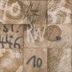 Rasch Wood Block Square Pattern Graffiti Motif Faux Effect Realistic Wallpaper in Black Black Rasch Wood Block Square Pattern Graffiti Motif Faux Effect Realistic Wallpaper in Black Black