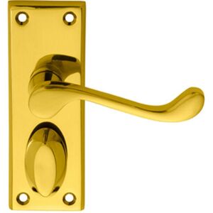 Loops PAIR Victorian Scroll Handle on Privacy Backplate 118 x 43mm Polished Brass in Metallics Metallics Loops PAIR Victorian Scroll Handle on Privacy Backplate 118 x 43mm Polished Brass in Metallics Metallics