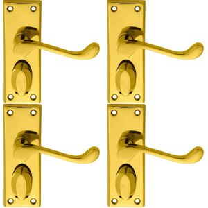 Loops 4x PAIR Victorian Scroll Handle on Privacy Backplate 118 x 43mm Polished Brass in Metallics Metallics Loops 4x PAIR Victorian Scroll Handle on Privacy Backplate 118 x 43mm Polished Brass in Metallics Metallics