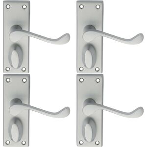 Loops 4x PAIR Victorian Scroll Handle on Privacy Backplate 118 x 43mm Satin Chrome Multicolor Loops 4x PAIR Victorian Scroll Handle on Privacy Backplate 118 x 43mm Satin Chrome Multicolor