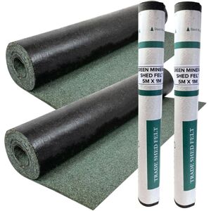 Novecrafto Heavy-Duty Mineral Shed Roofing Felt - Standard Grade Roof Felt (5m x 1m) (2 Rolls) in Green Green Novecrafto Heavy-Duty Mineral Shed Roofing Felt - Standard Grade Roof Felt (5m x 1m) (2 Rolls) in Green Green