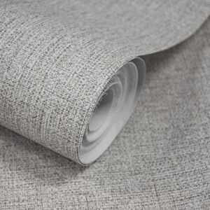 Grandeco Twill Plain Fabric Textured Wallpaper in Grey Grey Grandeco Twill Plain Fabric Textured Wallpaper in Grey Grey