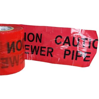 Pegdev Detectable Underground Warning Tape 150mm Sewer Pipe Traceable 100M in Red Red Pegdev Detectable Underground Warning Tape 150mm Sewer Pipe Traceable 100M in Red Red