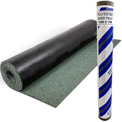 Novecrafto Heavy-Duty Polyester Shed Roofing Felt 15-Year Life Expectancy Roof Felt (10m x 1m) in Green Green Novecrafto Heavy-Duty Polyester Shed Roofing Felt 15-Year Life Expectancy Roof Felt (10m x 1m) in Green Green