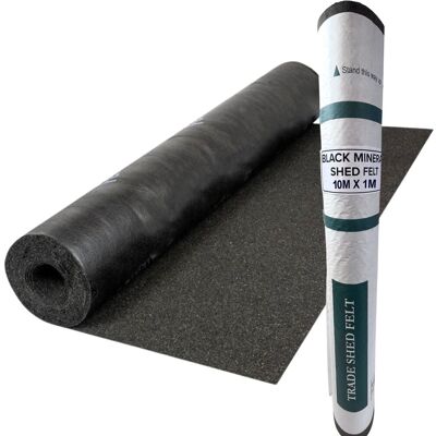 Novecrafto Heavy-Duty Mineral Shed Roofing Felt - Standard Grade Roof Felt (10m x 1m) in Black Black Novecrafto Heavy-Duty Mineral Shed Roofing Felt - Standard Grade Roof Felt (10m x 1m) in Black Black