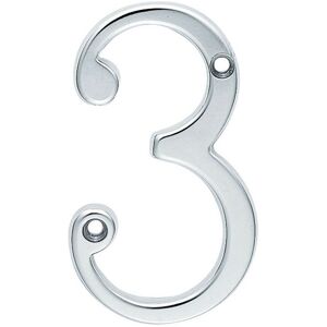 Loops Satin Chrome Door Number 3 - 75mm Height 4mm Depth House Numeral Plaque Multicolor Loops Satin Chrome Door Number 3 - 75mm Height 4mm Depth House Numeral Plaque Multicolor
