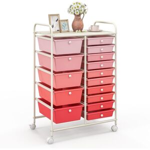 Costway 15 Drawer Rolling Storage Cart Tools Scrapbook Paper Organizer Lightweight in Red Red Costway 15 Drawer Rolling Storage Cart Tools Scrapbook Paper Organizer Lightweight in Red Red