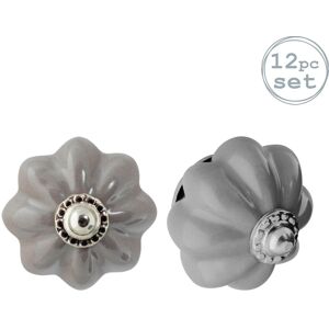 Nicola Spring 12x Gris Bloc 4.5cm Floral Céramique - cabinet hardware Nicola Spring 12x Gris Bloc 4.5cm Floral Céramique - cabinet hardware