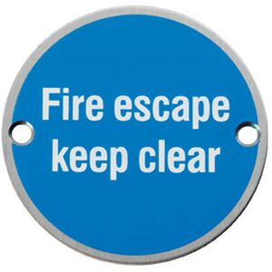 Loops Fire Door Keep Clear Sign 64mm Fixing Centres 76mm Dia Satin Steel in Metallics Metallics Loops Fire Door Keep Clear Sign 64mm Fixing Centres 76mm Dia Satin Steel in Metallics Metallics