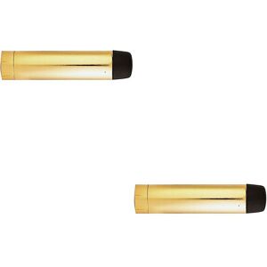 Loops 2x Wall Mounted Rubber Tipped Doorstop Cylinder 71 x 16mm Polished Brass in Metallics Metallics Loops 2x Wall Mounted Rubber Tipped Doorstop Cylinder 71 x 16mm Polished Brass in Metallics Metallics