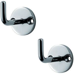 Loops 2x Slimline Coat Hook on Round Rose 45mm Projection Bright Stainless Steel in Metallics Metallics Loops 2x Slimline Coat Hook on Round Rose 45mm Projection Bright Stainless Steel in Metallics Metallics