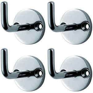 Loops 4x Slimline Coat Hook on Round Rose 45mm Projection Bright Stainless Steel in Metallics Metallics Loops 4x Slimline Coat Hook on Round Rose 45mm Projection Bright Stainless Steel in Metallics Metallics