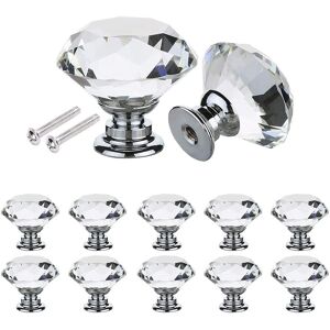 FINEWAY Crystal Glass Door Knobs - Set of 10 in Clear Clear FINEWAY Crystal Glass Door Knobs - Set of 10 in Clear Clear