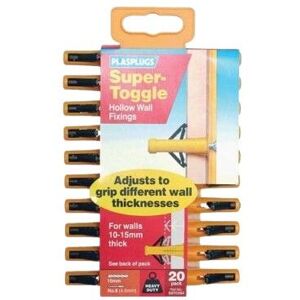 PLASPLUGS Super Toggle Hollow Wall Anchor (Pack of 20) in Yellow Yellow PLASPLUGS Super Toggle Hollow Wall Anchor (Pack of 20) in Yellow Yellow