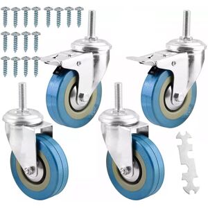 Hinsinc 4 x Heavy Duty 75mm 200KG Rubber Swivel Castor Wheels Multicolor Hinsinc 4 x Heavy Duty 75mm 200KG Rubber Swivel Castor Wheels Multicolor