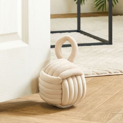 OHS Matte Velvet Rope Weighted Decorative Door Stop with Handle in Cream Cream OHS Matte Velvet Rope Weighted Decorative Door Stop with Handle in Cream Cream