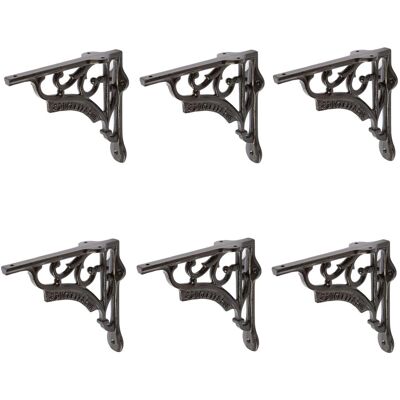 Hammer and Tongs Ornate Iron Shelf Bracket - D150mm - Pack of 6 in Black Size: 1000mm x 1000mm Black 1000mm x 1000mm Hammer and Tongs Ornate Iron Shelf Bracket - D150mm - Pack of 6 in Black Size: 1000mm x 1000mm Black 1000mm x 1000mm
