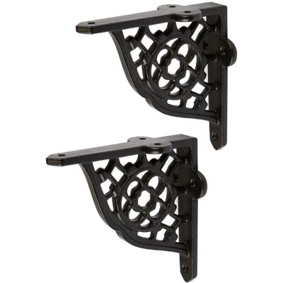 Hammer and Tongs Honeycomb Iron Shelf Bracket - D100mm - Pack of 2 in Black Size: 1000mm x 1000mm Black 1000mm x 1000mm Hammer and Tongs Honeycomb Iron Shelf Bracket - D100mm - Pack of 2 in Black Size: 1000mm x 1000mm Black 1000mm x 1000mm