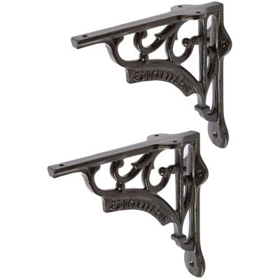Hammer and Tongs Ornate Iron Shelf Bracket - D150mm - Pack of 2 in Black Size: 1000mm x 1000mm Black 1000mm x 1000mm Hammer and Tongs Ornate Iron Shelf Bracket - D150mm - Pack of 2 in Black Size: 1000mm x 1000mm Black 1000mm x 1000mm