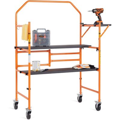 VonHaus 225kg Capacity Mobile Work Platform in Orange Orange VonHaus 225kg Capacity Mobile Work Platform in Orange Orange