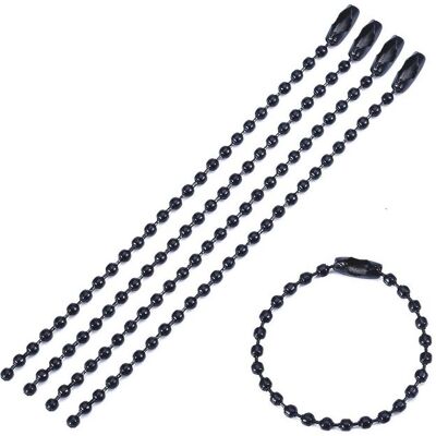 Neel Blue Metal Tag Chain 15cm Long Metal Ball Beads Chain, 100pcs in Black Black Neel Blue Metal Tag Chain 15cm Long Metal Ball Beads Chain, 100pcs in Black Black