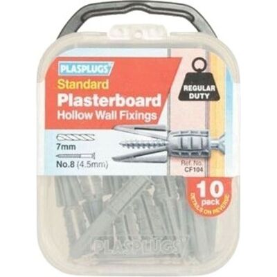 PLASPLUGS Regular Duty Plasterboard Fixing (Pack of 10) in Grey Grey PLASPLUGS Regular Duty Plasterboard Fixing (Pack of 10) in Grey Grey