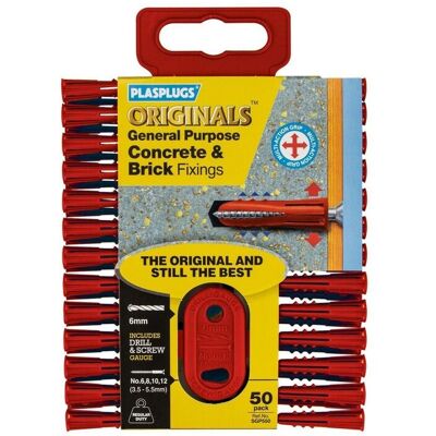PLASPLUGS General-purpose Concrete & Brick Fixings in Red Red PLASPLUGS General-purpose Concrete & Brick Fixings in Red Red