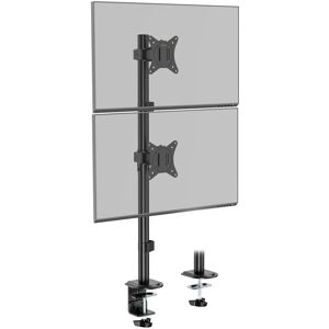 VonHaus Height Adjustable Vertical Double Monitor Stand with Clamp in Black Black VonHaus Height Adjustable Vertical Double Monitor Stand with Clamp in Black Black